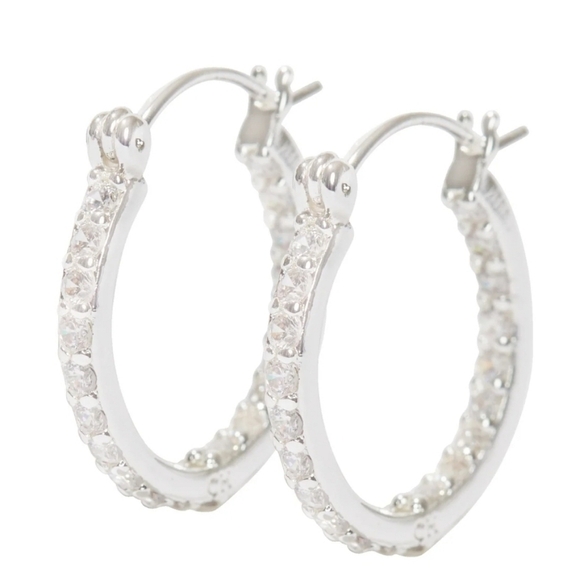 Crystal Haze Jewelry - Ltd Edition Crystal Haze Mini Serena Hoops Silver Plated Brass Cubic Zirconia